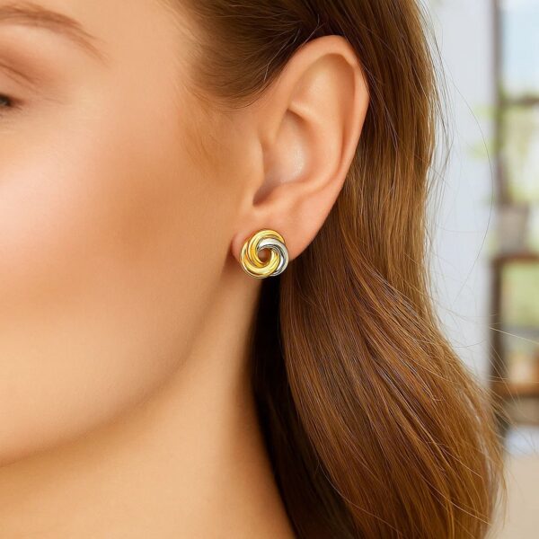 14k Two-Tone Gold Shiny Intertwined Open Circle Earrings - alternate view 2