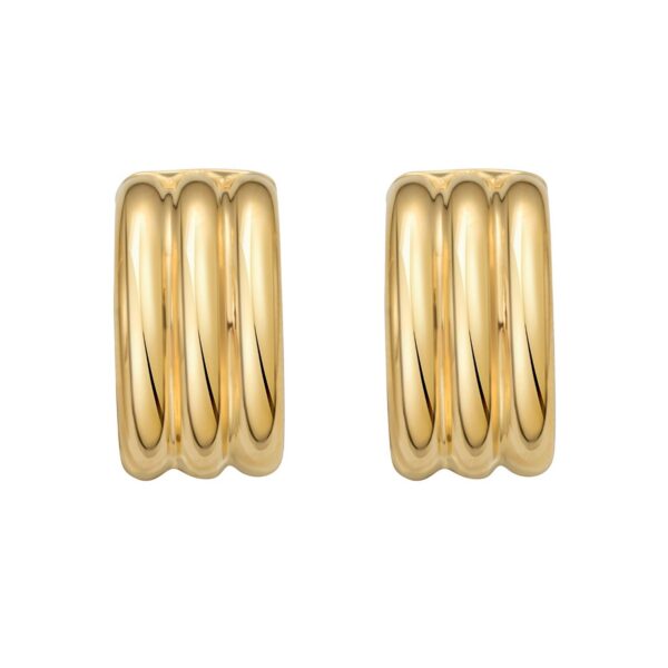 Sterling Silver Yellow Gold Plated Triple Row C Hoop Earrings - alternate view 2