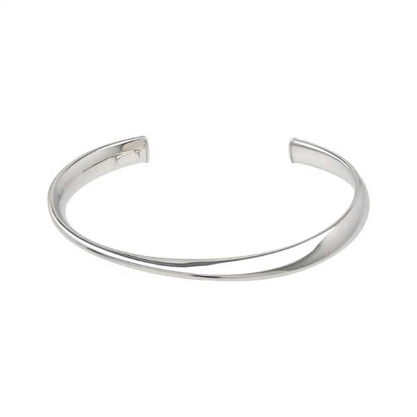 Sterling Silver Rhodium Plated Sculpted Cuff Bangle - alternate view 2