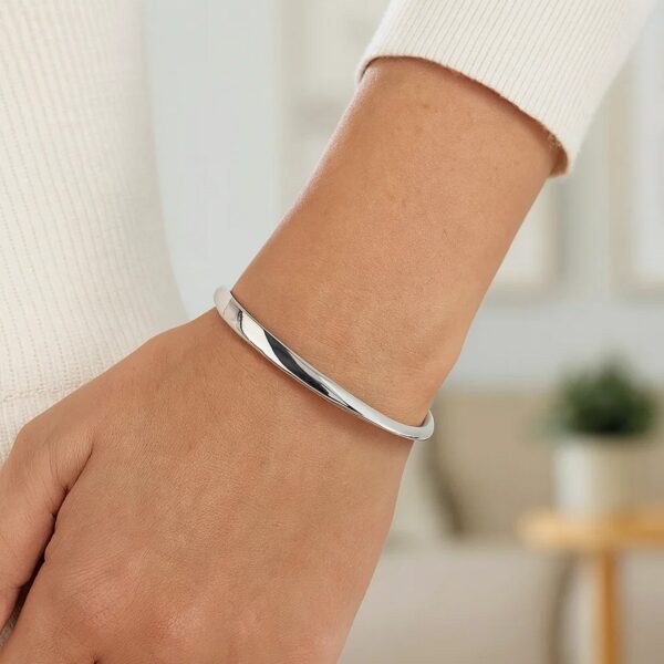 Sterling Silver Rhodium Plated Sculpted Cuff Bangle - alternate view 5