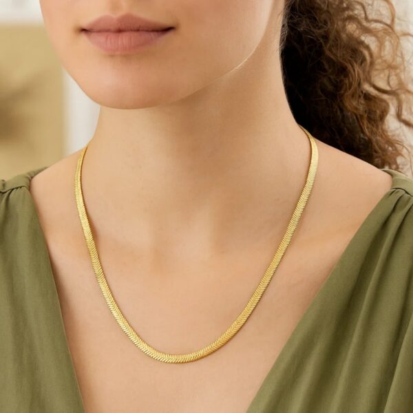 Sterling Silver Yellow Gold Plated Oval Snake Chain (4.20 mm) - alternate view 4