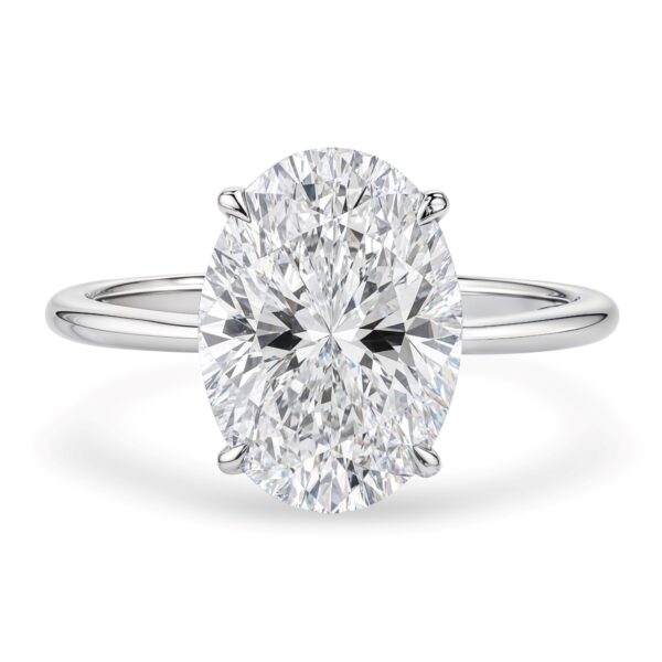 5 Carat Oval Lab Grown IGI G/VS1 Diamond Solitaire Ring in 14K White Gold - alternate view 2