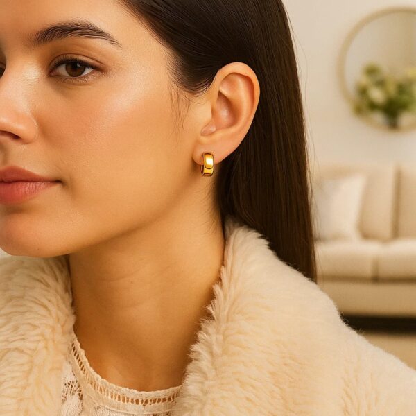 10k Yellow Gold Snuggable Hoop Earrings - alternate view 3