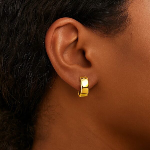 10k Yellow Gold Snuggable Hoop Earrings - alternate view 4