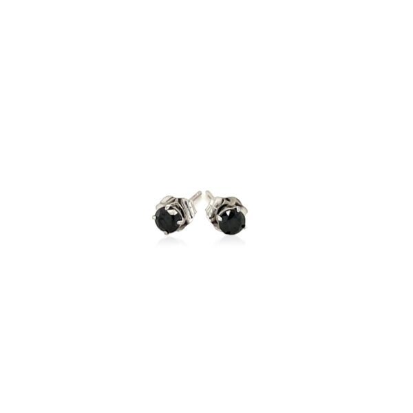 14k White Gold Black 3mm Faceted Cubic Zirconia Stud Earrings - alternate view 2