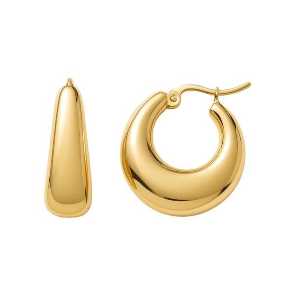 Medium Tapered Hoop Earrings in 14K Yellow Gold - alternate view 2