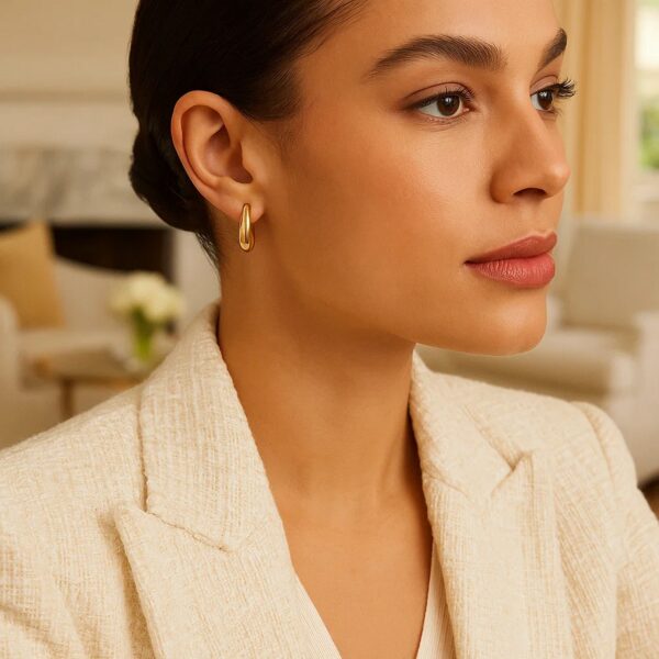 Medium Tapered Hoop Earrings in 14K Yellow Gold - alternate view 3