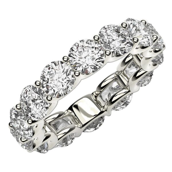 Round Cut Lab Grown Diamond Eternity Ring in 14k White Gold (6 cttw FG/VS2) - F-G