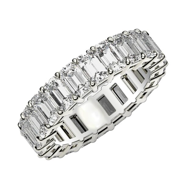 Emerald Cut Lab Grown Diamond Eternity Ring in 14k White Gold (3 cttw FG/VS2) - F-G
