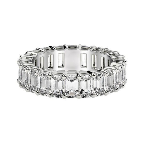 Emerald Cut Lab Grown Diamond Eternity Ring in 14k White Gold (3 cttw FG/VS2) - F-G - alternate view 2
