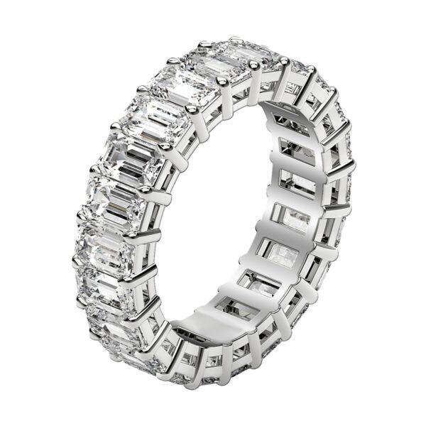 Emerald Cut Lab Grown Diamond Eternity Ring in 14k White Gold (3 cttw FG/VS2) - F-G - alternate view 4