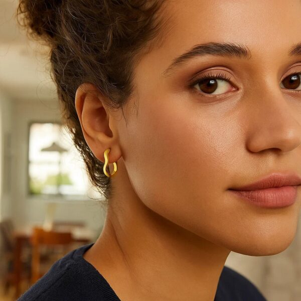 14K Yellow Gold Twist Hoop Earrings - alternate view 2