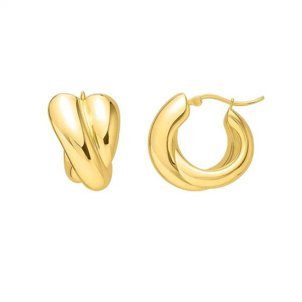 Crossover Hoop Earrings in 14K Yellow Gold - alternate view 2