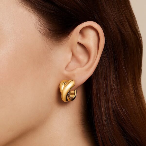 Crossover Hoop Earrings in 14K Yellow Gold - alternate view 3