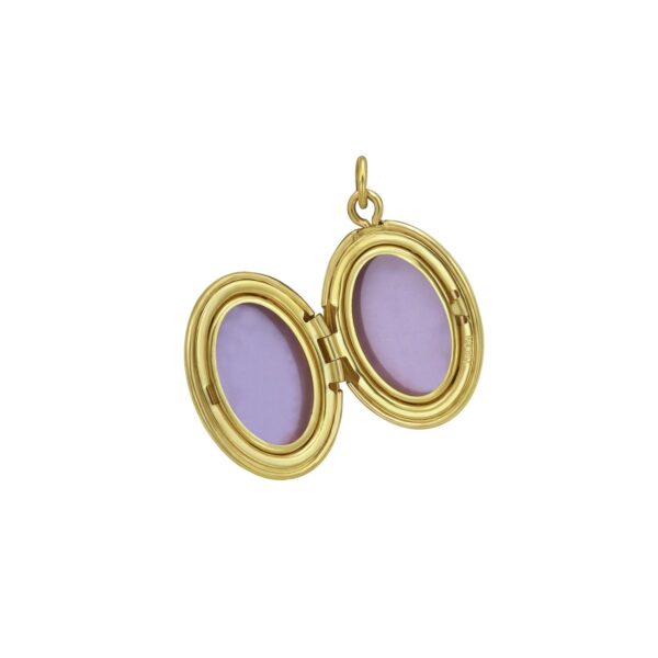 14K Yellow Gold Oval Diamond Locket Charm Pendant (16.00 mm) - alternate view 2
