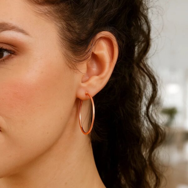 Classic Hoop Earrings in 14K Rose Gold (2x40 mm) - alternate view 4
