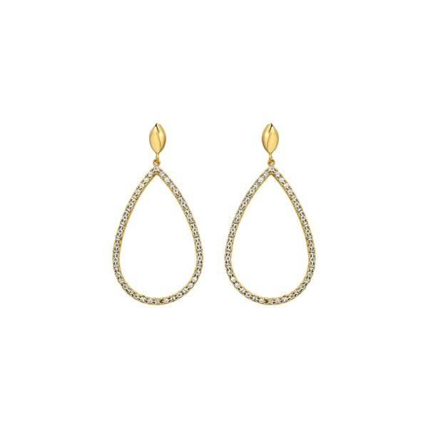 14K Two Tone Gold Diamon Oro Marquise Earrings - Two-Tone Gold - alternate view 2