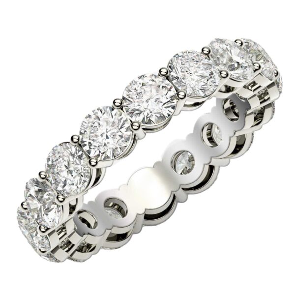 Round Cut Lab Grown Diamond Eternity Ring in 14k White Gold (4 cttw FG/VS2) - F-G