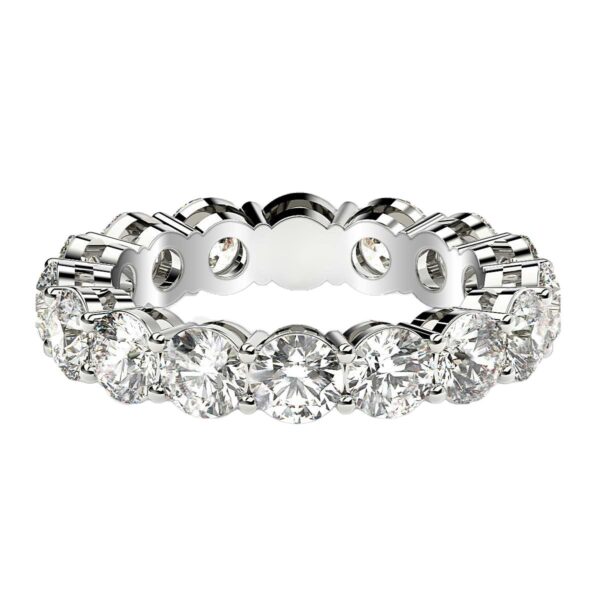 Round Cut Lab Grown Diamond Eternity Ring in 14k White Gold (4 cttw FG/VS2) - F-G - alternate view 2