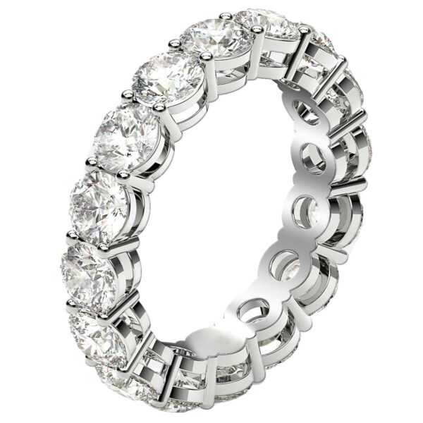 Round Cut Lab Grown Diamond Eternity Ring in 14k White Gold (4 cttw FG/VS2) - F-G - alternate view 4