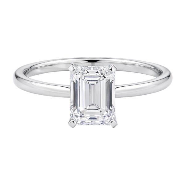 1 1/2 Carat Emerald Lab Grown IGI G/VS1 Diamond Solitaire Ring in 10K White Gold - alternate view 3