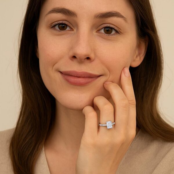 1 1/2 Carat Emerald Lab Grown IGI G/VS1 Diamond Solitaire Ring in 10K White Gold - alternate view 5