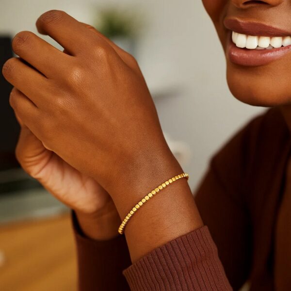 14k Yellow Gold High Polish Bead Cuff Bangle (2.40 mm) - alternate view 3