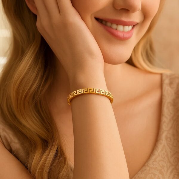 14k Yellow Gold High Polish Greek Key Bangle (4.80 mm) - alternate view 2