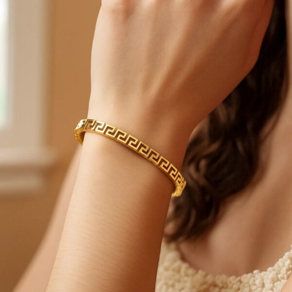 14k Yellow Gold High Polish Greek Key Bangle (4.80 mm) - alternate view 4
