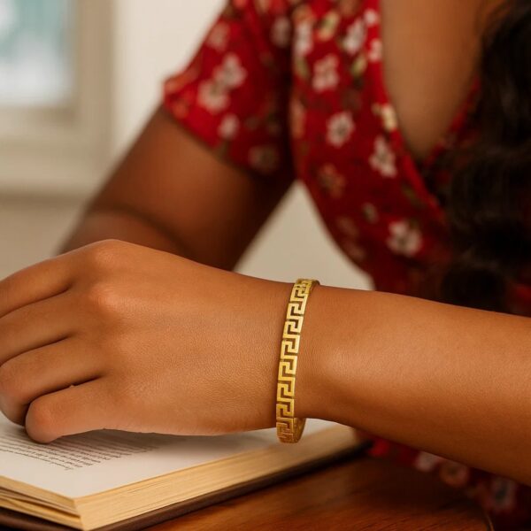 14k Yellow Gold High Polish Greek Key Bangle (4.80 mm) - alternate view 5