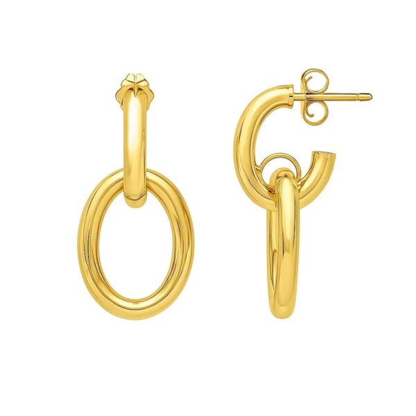 Interlocking Link Earrings in 14K Yellow Gold - alternate view 2