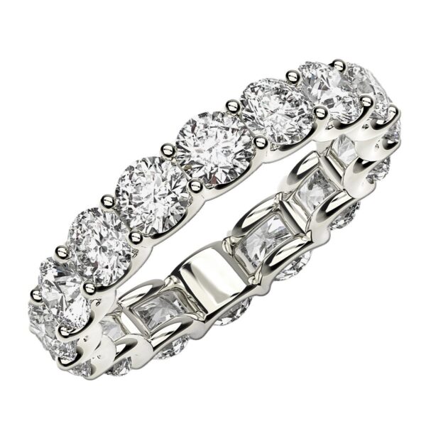 Round Cut Lab Grown Diamond Eternity Ring in 14k White Gold (4 cttw FG/VS2) - F-G
