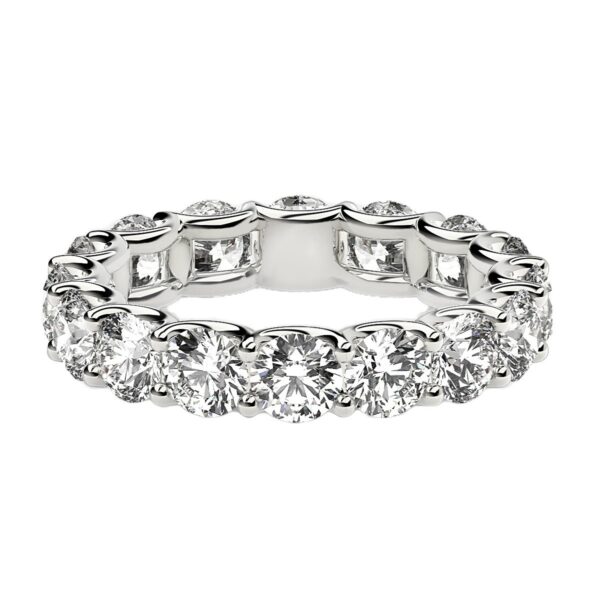 Round Cut Lab Grown Diamond Eternity Ring in 14k White Gold (4 cttw FG/VS2) - F-G - alternate view 2
