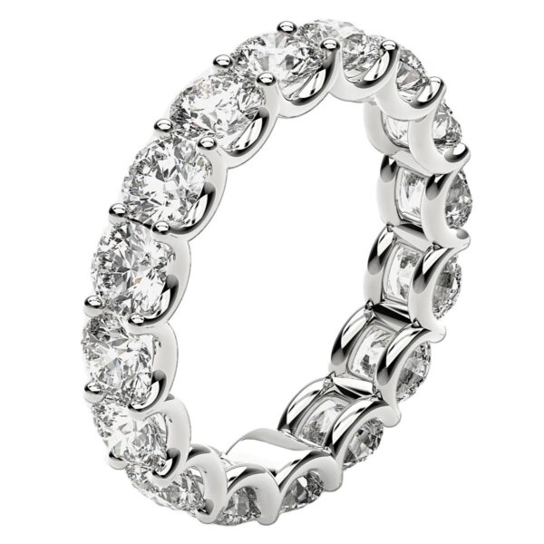 Round Cut Lab Grown Diamond Eternity Ring in 14k White Gold (4 cttw FG/VS2) - F-G - alternate view 4