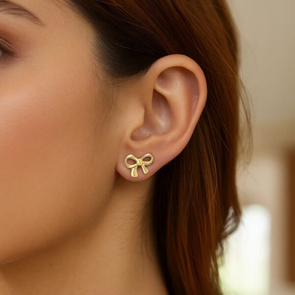 14k Yellow Gold Bow Style Post Earrings - alternate view 3