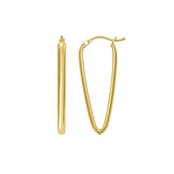 14K Yellow Gold V Hoop Earrings - alternate view 2