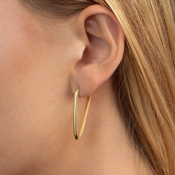 14K Yellow Gold V Hoop Earrings - alternate view 4