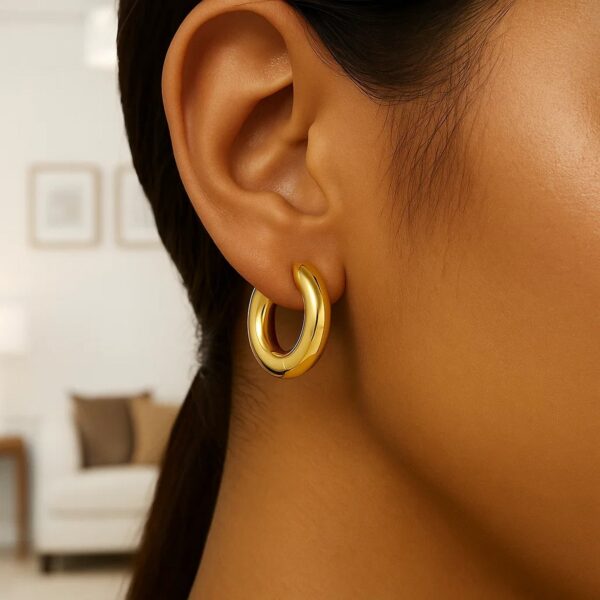 Large Round Electroform Hoop Earrings in 14K Yellow Gold - alternate view 3