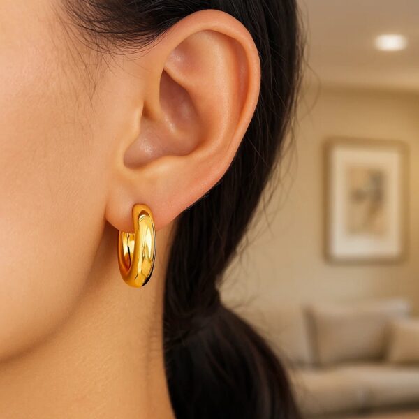Large Round Electroform Hoop Earrings in 14K Yellow Gold - alternate view 4