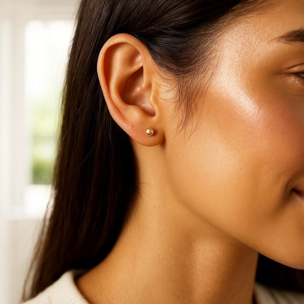 10k Yellow Gold Ball Style Stud Earrings (4mm) - alternate view 5