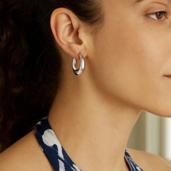 Sterling Silver Medium Graduated Hoop Earrings - alternate view 3