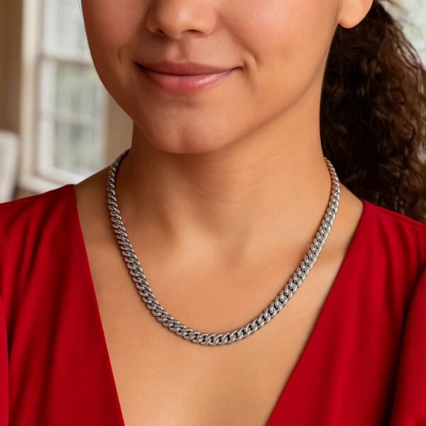Sterling Silver Rhodium Plated Vintage Puffed Miami Cuban Chain (5.30 mm) - alternate view 4