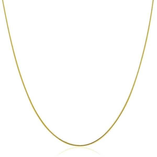 14k Yellow Gold Thin Motif Round Omega Necklace - alternate view 2