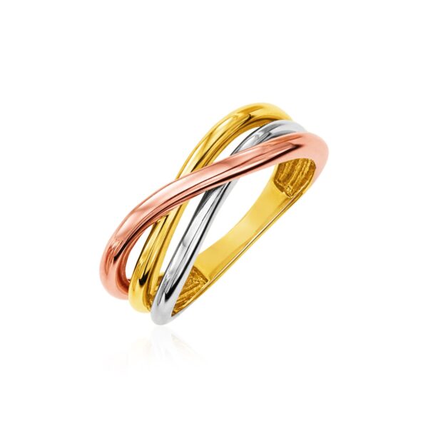14k Tri Color Gold Twist Style Ring(2.50 mm) - Tri-Color Gold
