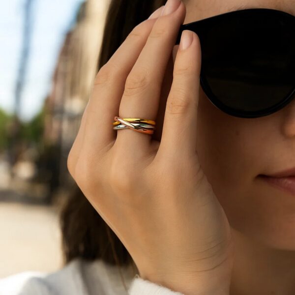 14k Tri Color Gold Twist Style Ring(2.50 mm) - Tri-Color Gold - alternate view 2
