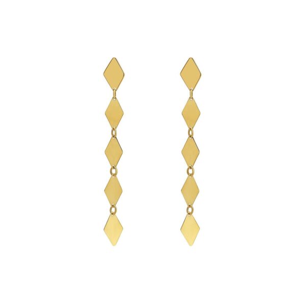 14K Yellow Gold Mirror Kite Link Drop Earrings - alternate view 2