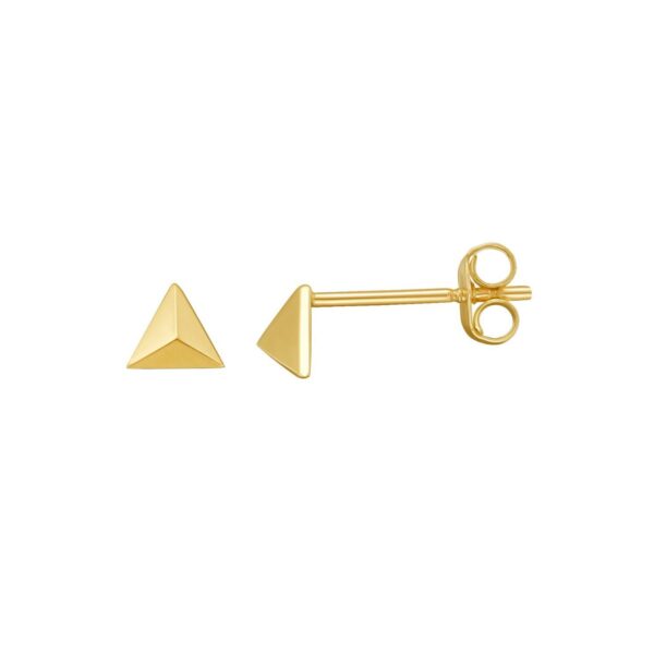 14K Yellow Gold Flat Back Triangle Earrings - alternate view 2