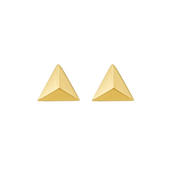 14K Yellow Gold Flat Back Triangle Earrings - alternate view 3
