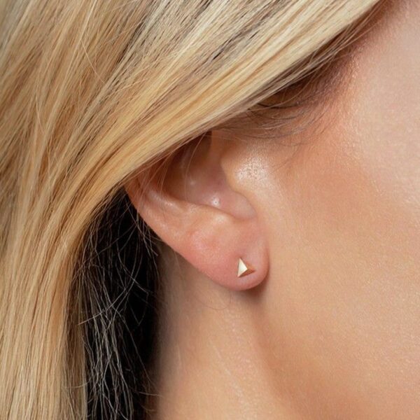 14K Yellow Gold Flat Back Triangle Earrings - alternate view 4