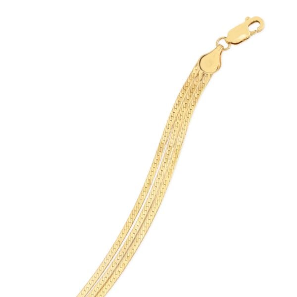 14k Yellow Gold Three Strand Herringbone Chain Necklace - alternate view 3